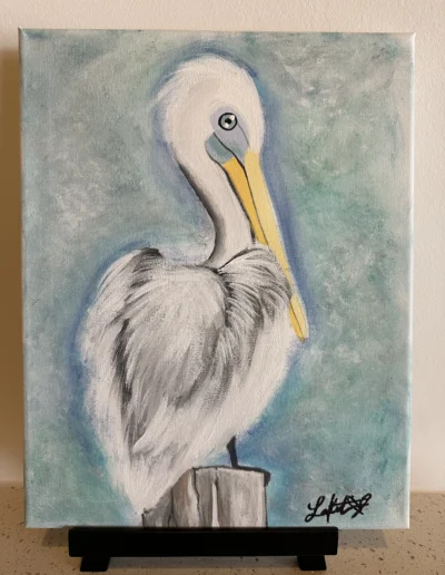 Presketched canvas with a pelican for paint and sip in Spanish Fort