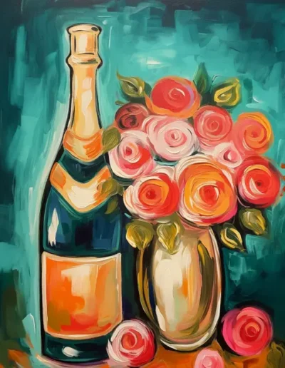 Champagne Flowers Canvas for Paint and Sip